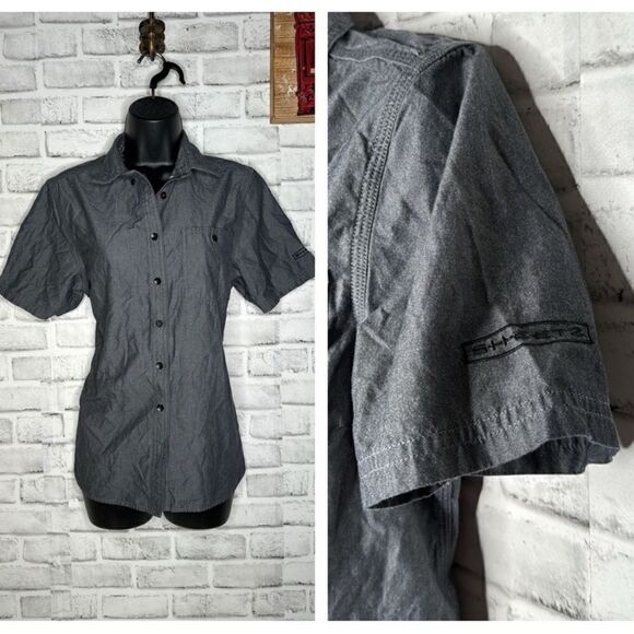 Loomstate Sheetz Short Sleeve Stain-Resistant Tapered Button Down Shirt Medium - Picture 1 of 6